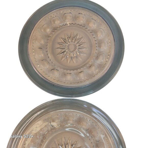 Kings Crown Blue Flashed Thumbprint 7.5" Salad Plates By Tiffin-Franciscan  Set - Picture 4 of 8